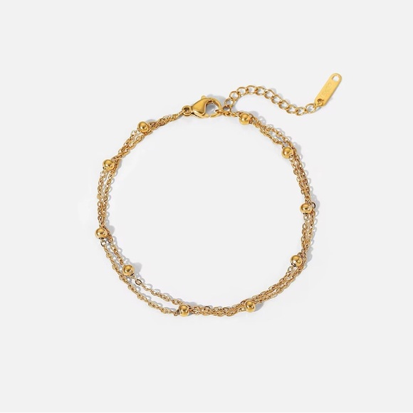 18K Gold Plated Double Layer Beaded Bracelet - Picture 2 of 5